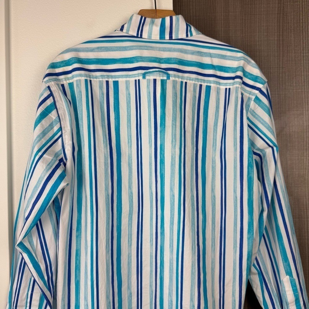 SOLID & STRIPED Mixed Blue Striped Button Down Shirt Oversized Size Small‎ - Picture 9 of 12